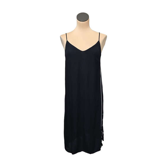 Avec Les Filles Dress Womens Small Black Sleeveless‎ Midi Button Side Slip Tank - Picture 1 of 9